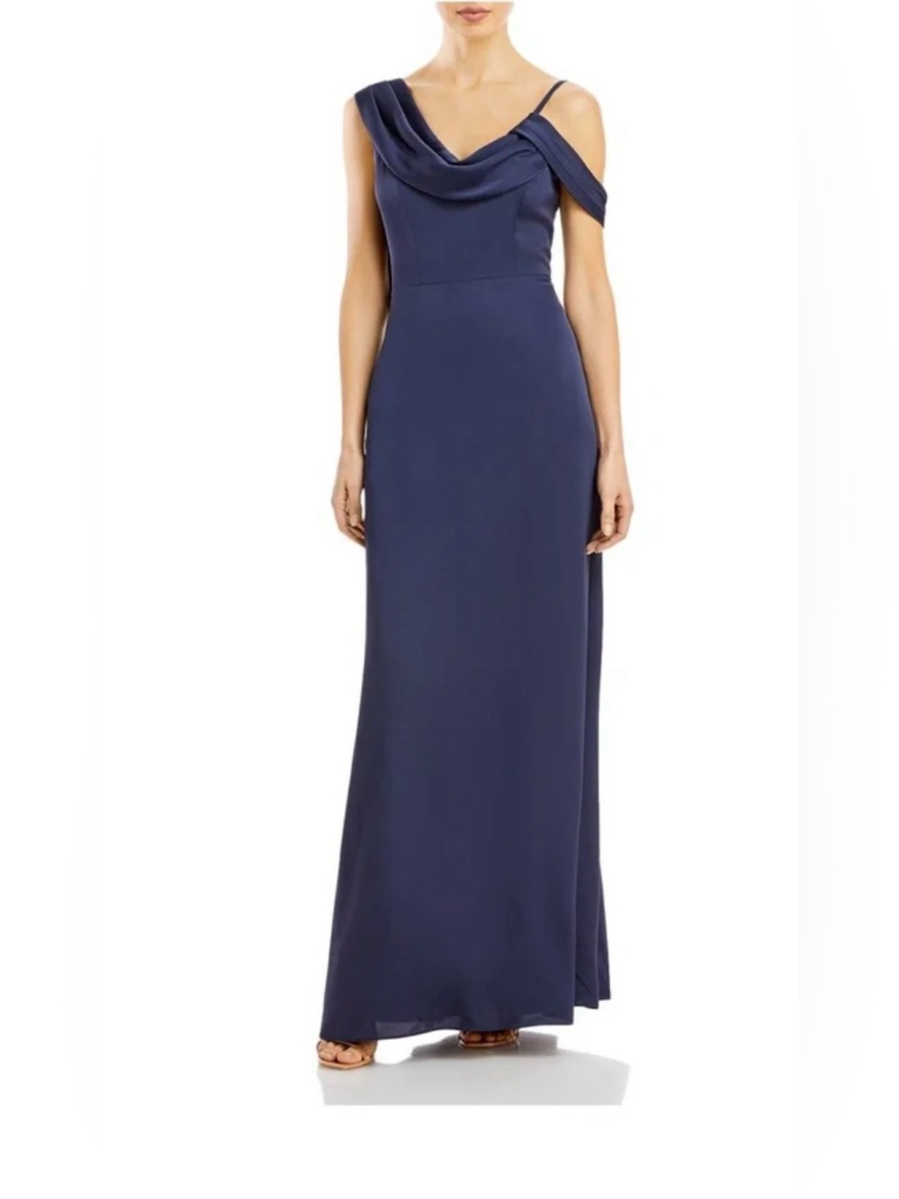 Aqua Formal One-Shoulder Evening Gown in Dark Navy, Size 10 NWT